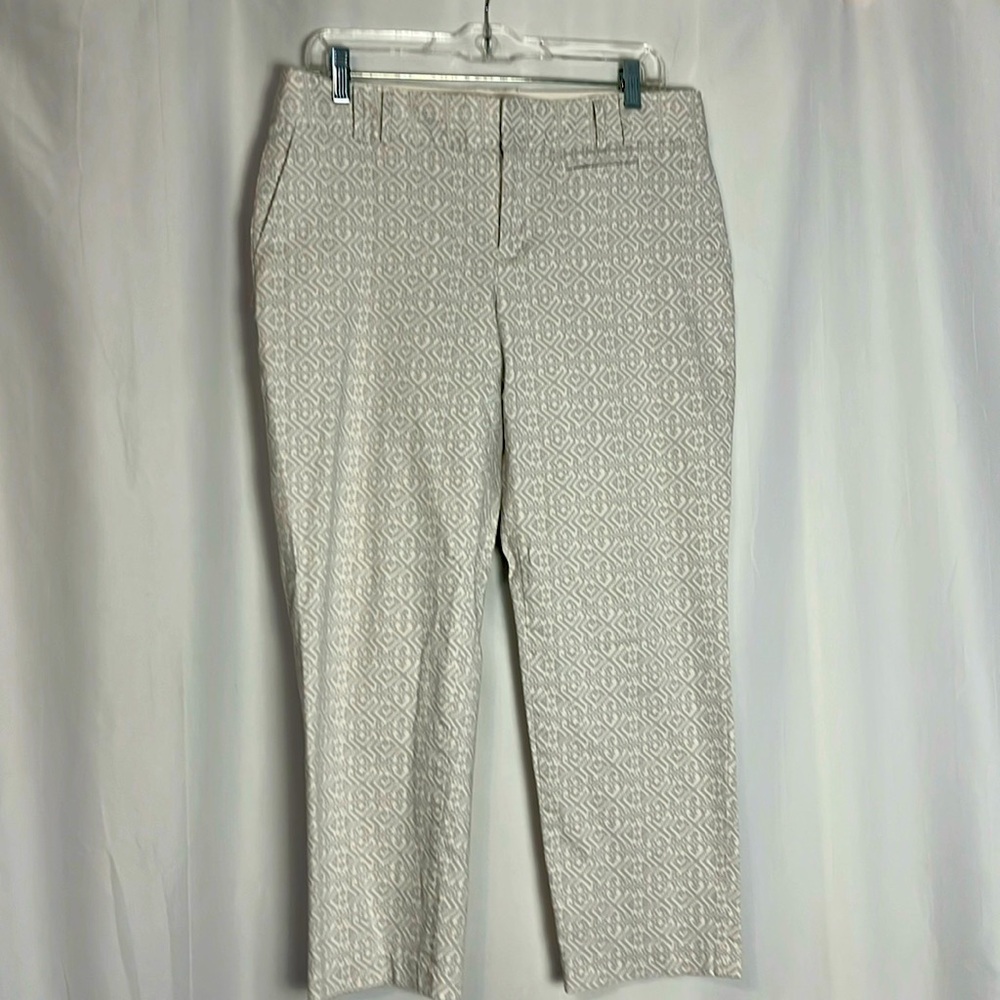 Banana Republic Cream Geometric Cropped Pants